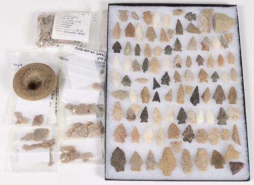 NATIVE AMERICAN STONE POINTS AND RELATED ARTIFACTS, UNCOUNTED LOT