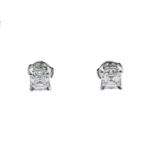 GIA 2.01ctw G H VS1 VS2 Square Diamond Stud Earrings