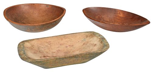 Group of Three Large Treen Bowls