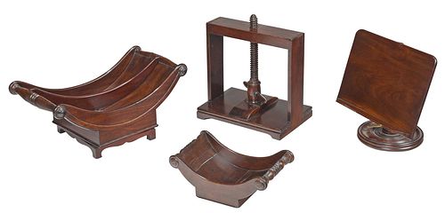 Group of Four Mahogany Table Objects