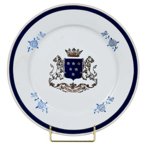 Porcelain Armorial Plate, Arms of de Lambilly