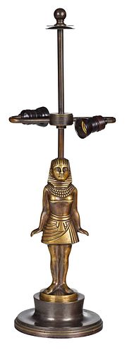 Art Deco Egyptian Revival Bronze Figural Table Lamp