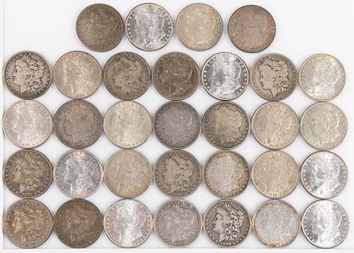 ASSORTED UNITED STATES MORGAN SILVER DOLLARS, LOT OF 32