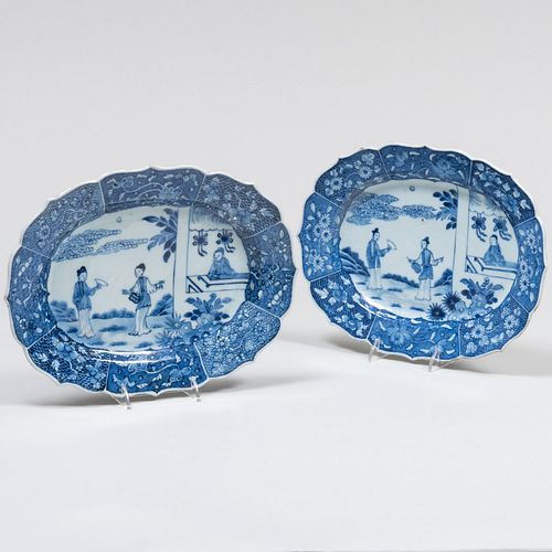 Pair of Chinese Export Blue and White Porcelain Platters