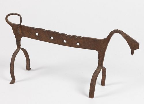 WROUGHT-IRON FIGURAL HEARTH SPIT STAND