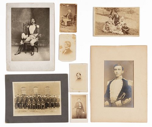 ASSORTED CIVIL WAR AND MEN IN UNIFORM PHOTOGRAPHS, LOT OF EIGHT