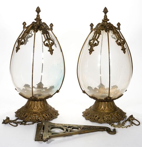 PAIR OF APOTHECARY HANGING SHOW GLOBES 