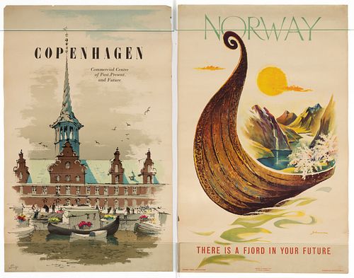 VINTAGE SCANDINAVIAN TRAVEL POSTERS, LOT OF TWO 