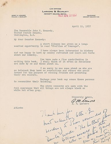 John F. Kennedy Handwritten Note with Dante Quote