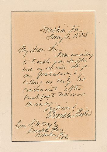 Franklin Pierce Autograph Letter Signed as President
