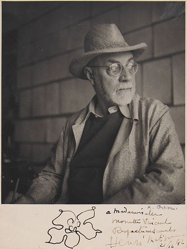 Henri Matisse Signed Photograph with Sketches