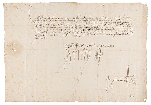 King Henry VII Letter Signed on Catherine of Aragon&#39;s Dowry