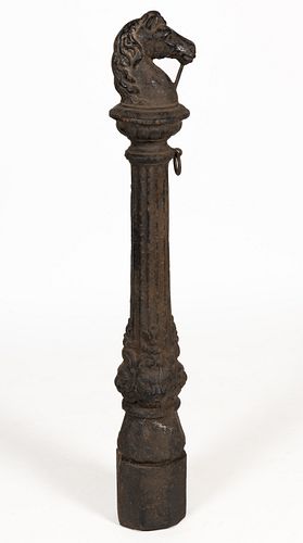 AMERICAN CAST-IRON HORSEHEAD HITCHING POST