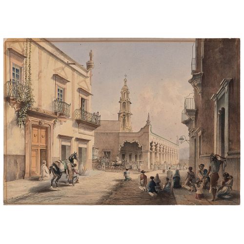 Egerton, Daniel Thomas (Inglaterra, 1797 - 1842). Aguascalientes. London, 1840. Litografía coloreada, 42 x 60 cm.