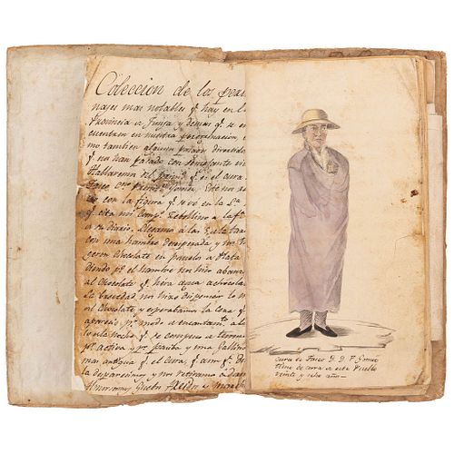 Colección de los Personajes más Notables que hay en la Provincia de Tunja... Colombia, 1815. 18 acuarelas (2 plegadas).