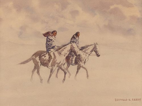 Leonard Reedy, three watercolors