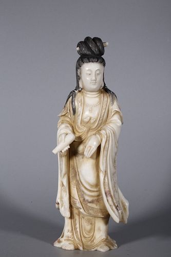 Chinese Soapstone Carved Guanyin Figurine