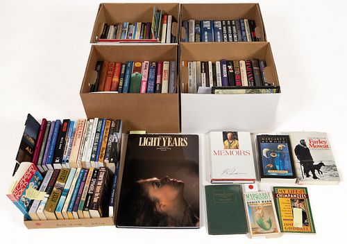 ASSORTED VINTAGE AND CONTEMPORARY AUTOGRAPHED / SIGNED BOOK COLLECTION, LOT OF 139