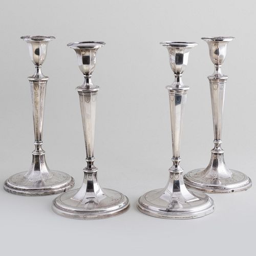 Set of Four Tiffany & Co. Silver Candlesticks