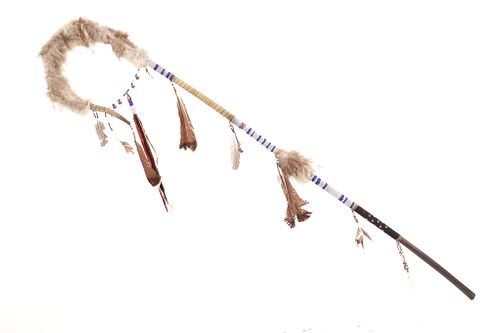 Lakota Sioux Fully Beaded & Feathered Coup Staff