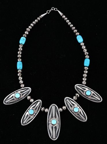 Navajo Mary Barbone Sterling Turquoise Necklace