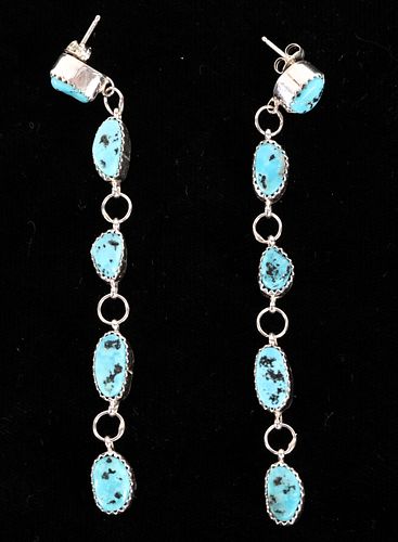 Navajo Turquoise Sterling Silver Dangle Earring