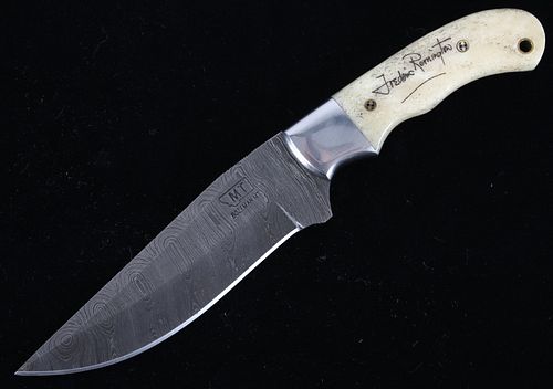 M.T. Frederic Remington Signed Damascus Knife