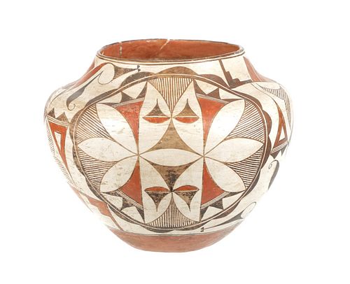 C. 1890 Acoma Pueblo Polychrome Large Pottery Olla