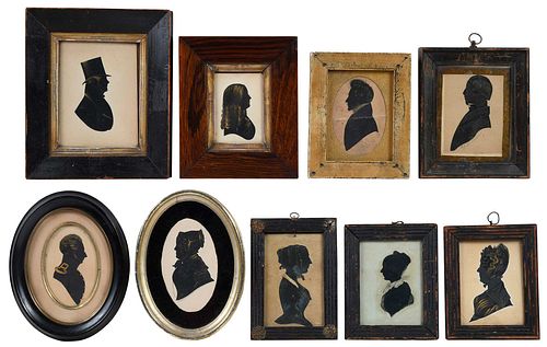 Nine American or British School Silhouette Portraits