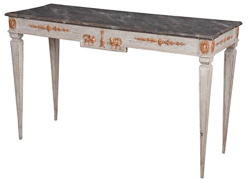 Swedish Neoclassical Style Painted Parcel Gilt Console Table
