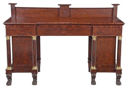 Fine New York Classical Figured Mahogany Brass Mounted Sideboard