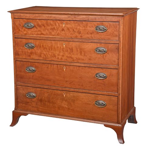 Southern Federal Inlaid Figural Cherry Chest of Drawers