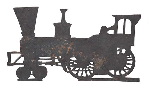 Folk Art Sheet Iron Steam Locomotive Form Weathervane