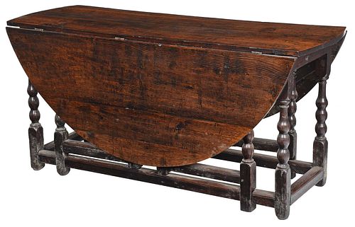 Large William and Mary Oak Gate Leg Table