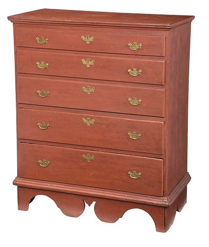 New England Queen Anne Paint Decorated Lift Top Chest