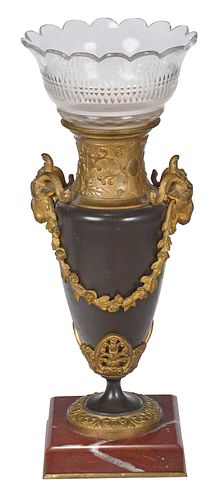 Gilt Metal Urn Form Vase with Glass Liner