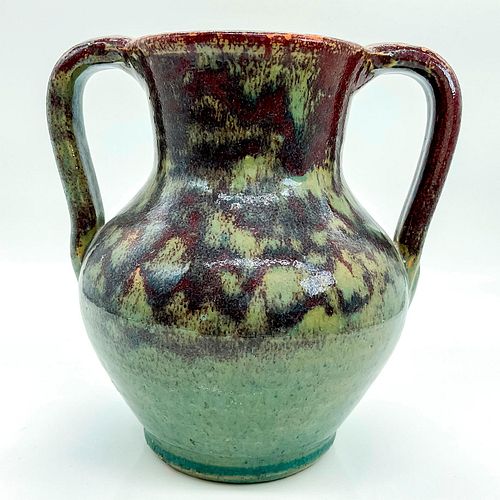 Vintage Stoneware Pottery Double Handled Vase