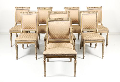 Set of 8 Hand Painted Neoclassical Style Dining Chairs