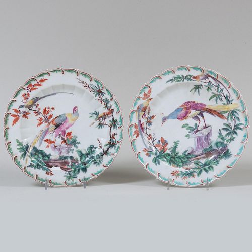 Pair of Chelsea Porcelain Bird Plates