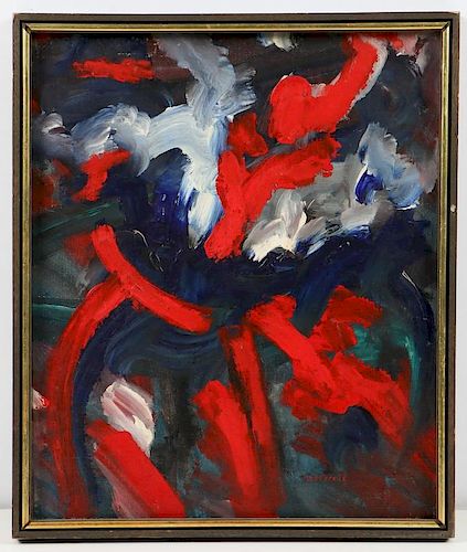 Abstract Painting signed Rebeyrolle (French, 20th c.)