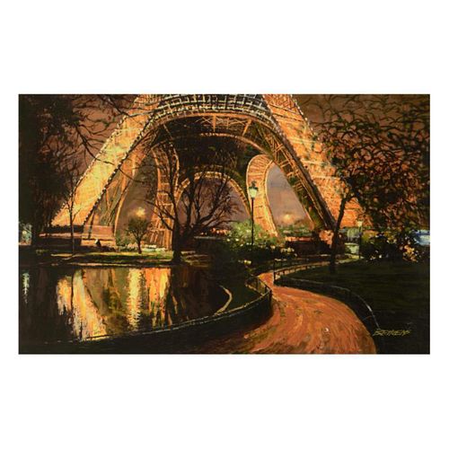 Howard Behrens (1933-2014), "Twilight At The Eiffel Tower" Limited Edition on Canvas, Numbered and Signed with COA.