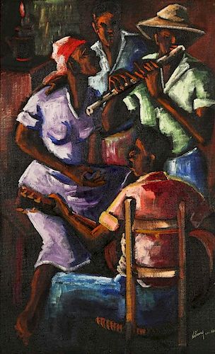 Nehemy Jean (Haitian, b. 1931) Musicians