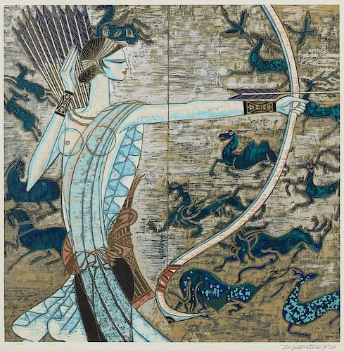 Ting Shao Kuang (Chinese) Archer Serigraph