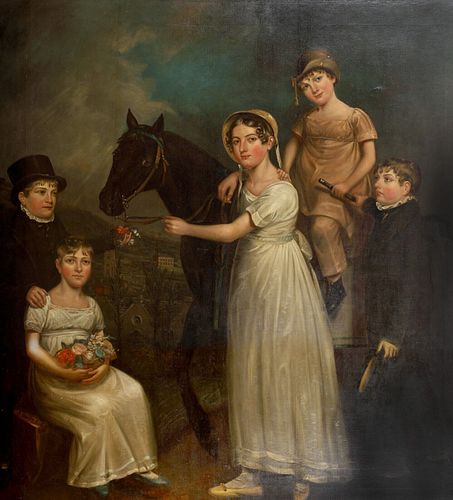 PORTRAIT OF THE FAWCETT CHILDREN OF BRADFORD OIL PAINTING