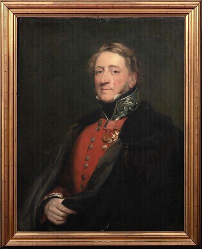 PORTRAIT OF A SENIOR BRITISH MILITARY OFFICER OIL PAINTING