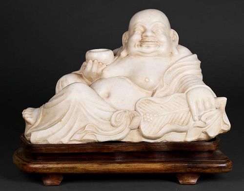Finely Carved Marble Budai Sculpture