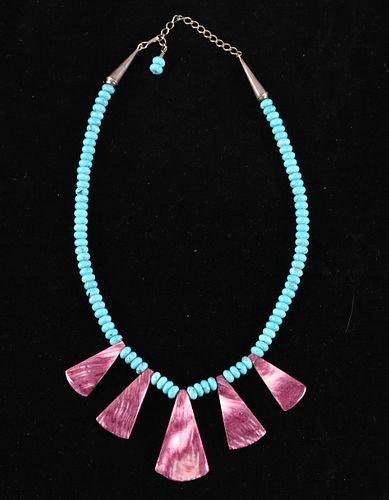 Navajo Purple Spiny Oyster & Turquoise Necklace