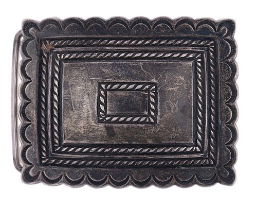 Navajo Sterling Silver Scalloped Repousse Buckle