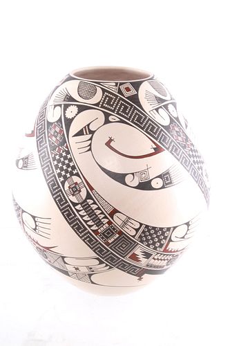 Mata Ortiz Polychrome Pottery Vessel by I. Flores