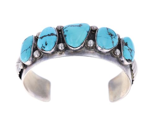 Navajo Mike Platero Sterling Turquoise Bracelet